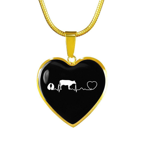 Large Animal Veterinarian Jewelry Gift Luxury Heart Necklace - Cow pulse-Necklace-I love Veterinary