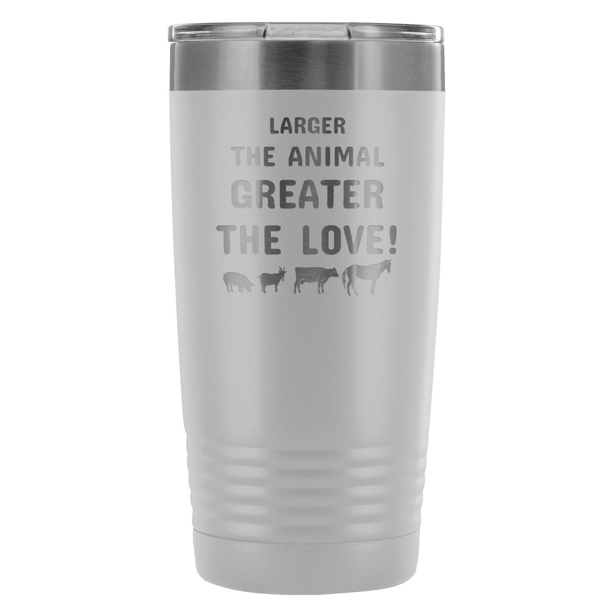 Larger the animal- Greater the love! 20oz Vacuum Tumbler-Tumblers-I love Veterinary