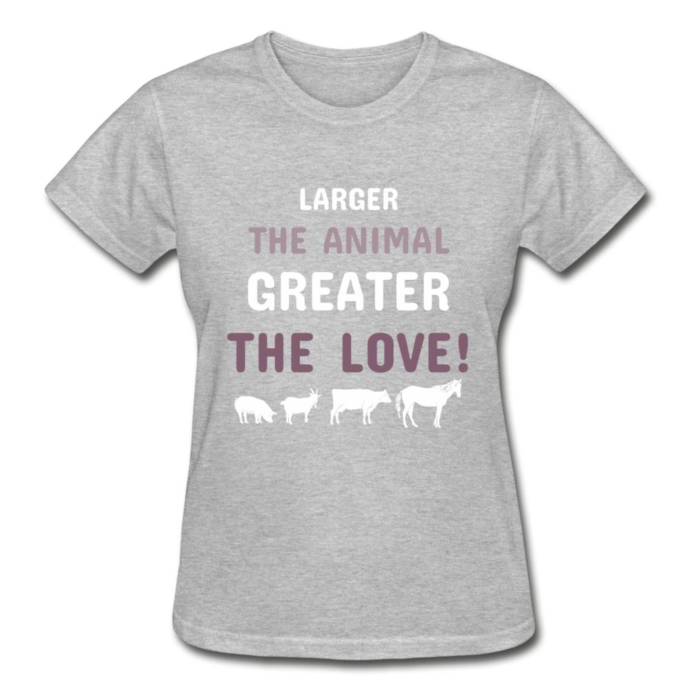 Larger the animal- Greater the love! Gildan Ultra Cotton Ladies T-Shirt-Ultra Cotton Ladies T-Shirt | Gildan G200L-I love Veterinary