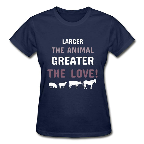 Larger the animal- Greater the love! Gildan Ultra Cotton Ladies T-Shirt-Ultra Cotton Ladies T-Shirt | Gildan G200L-I love Veterinary