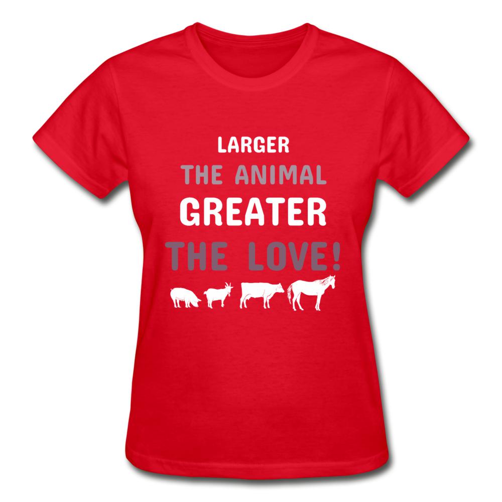 Larger the animal- Greater the love! Gildan Ultra Cotton Ladies T-Shirt-Ultra Cotton Ladies T-Shirt | Gildan G200L-I love Veterinary