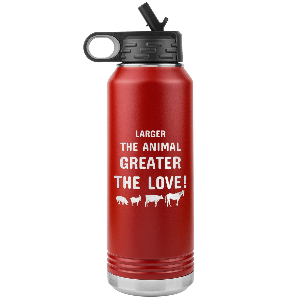 Larger the animal- Greater the love! Water Bottle Tumbler 32 oz-Water Bottle Tumbler-I love Veterinary