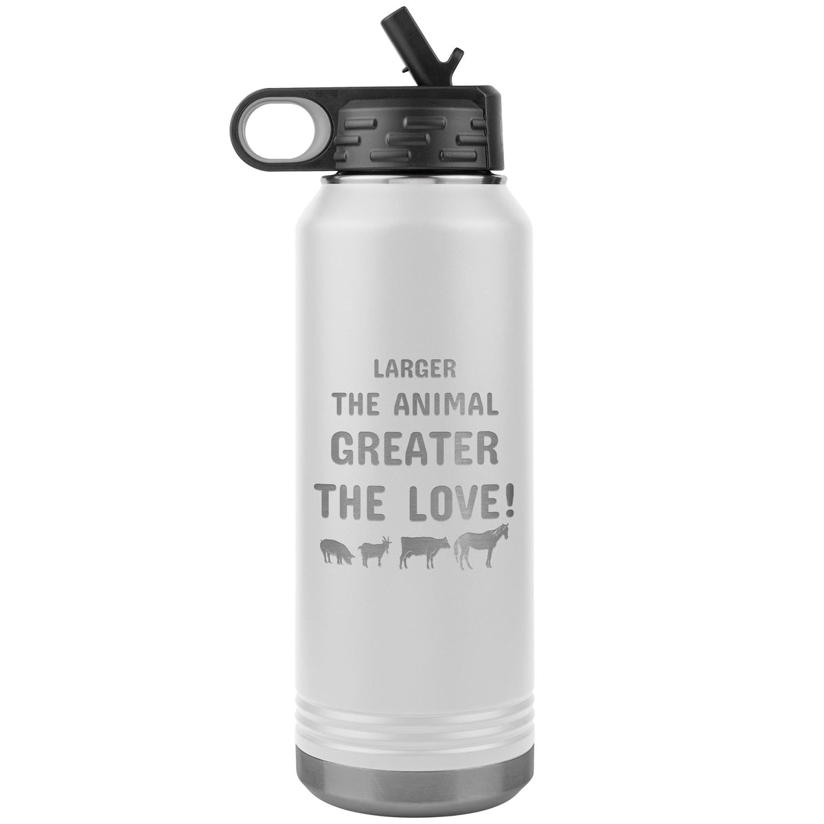Larger the animal- Greater the love! Water Bottle Tumbler 32 oz-Water Bottle Tumbler-I love Veterinary