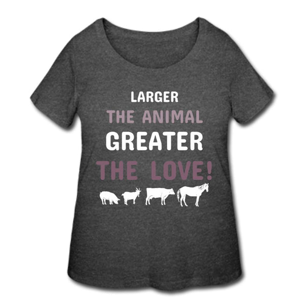 Larger the animal- Greater the love! Women's Curvy T-shirt-Women’s Curvy T-Shirt | LAT 3804-I love Veterinary