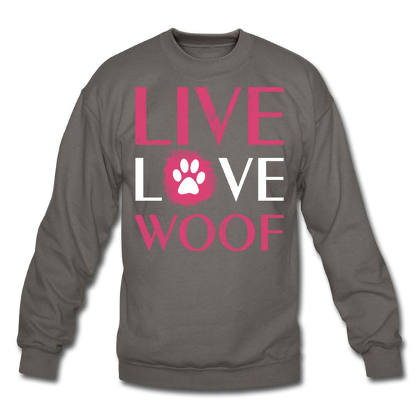 Live, Love, Woof Crewneck Sweatshirt-Unisex Crewneck Sweatshirt | Gildan 18000-I love Veterinary