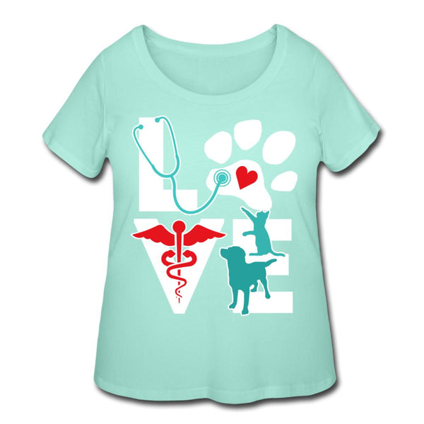 Love cat and dog Women's Curvy T-shirt-Women’s Curvy T-Shirt | LAT 3804-I love Veterinary