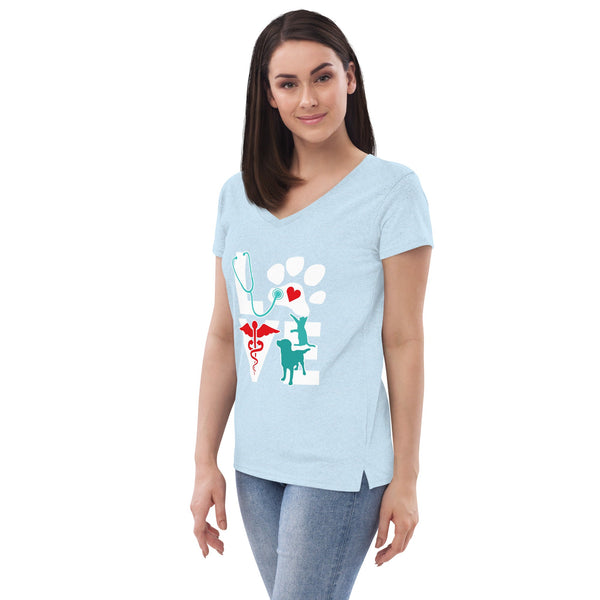 Love cat and dog Women's V-Neck t-shirt-Women's V-Neck T-Shirt | District DT8001-I love Veterinary