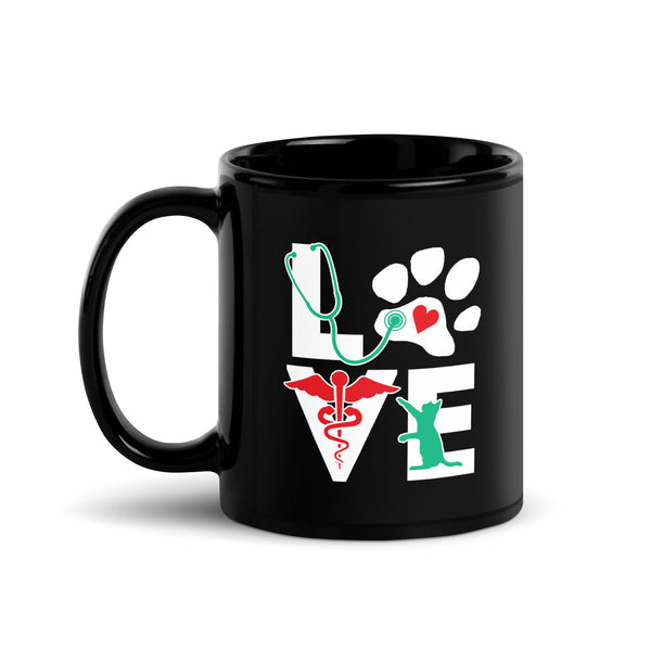 Love Cat Black Glossy Mug-Black Glossy Mug-I love Veterinary