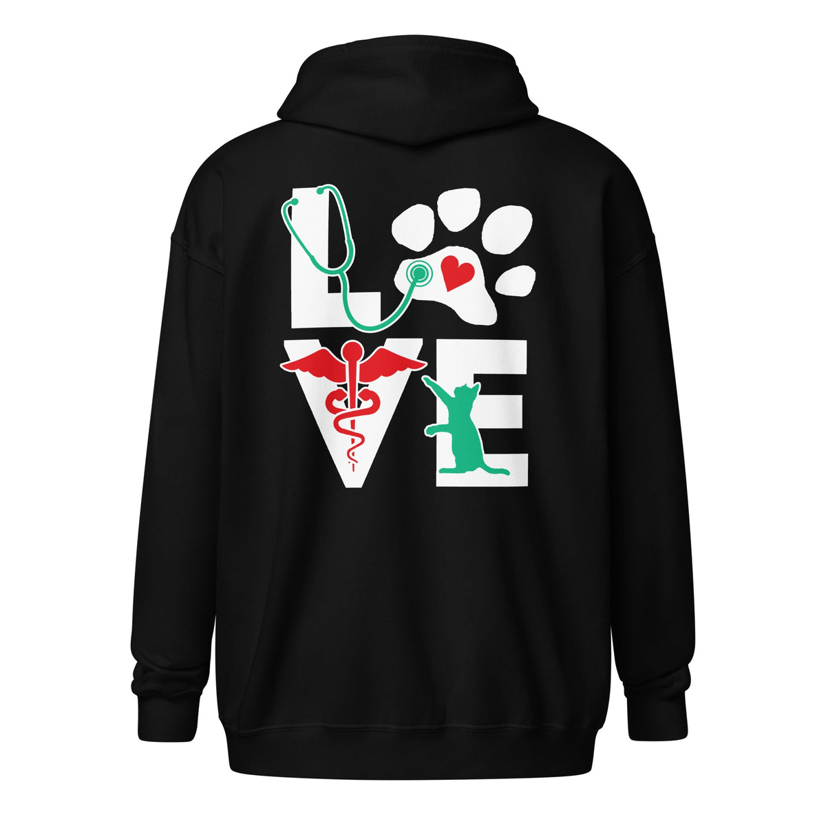 Love Cat Unisex heavy blend zip hoodie-Unisex Zip Hoodie | Gildan 18600-I love Veterinary