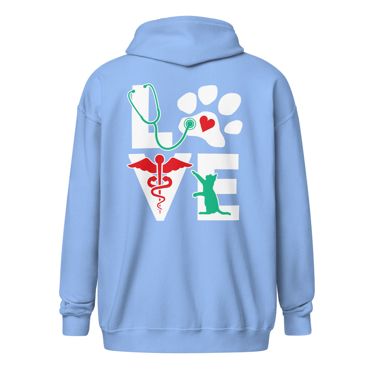 Love Cat Unisex heavy blend zip hoodie-Unisex Zip Hoodie | Gildan 18600-I love Veterinary