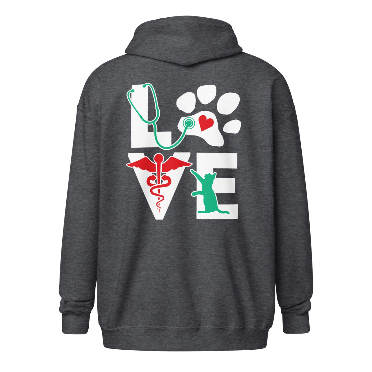 Love Cat Unisex heavy blend zip hoodie-Unisex Zip Hoodie | Gildan 18600-I love Veterinary