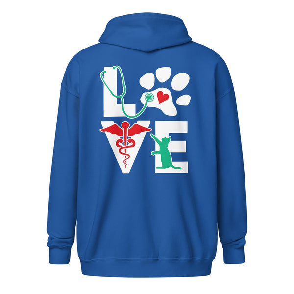 Love Cat Unisex heavy blend zip hoodie-Unisex Heavy Blend Zip Hoodie | Gildan 18600-I love Veterinary