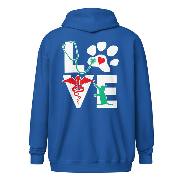 Love Cat Unisex heavy blend zip hoodie-Unisex Zip Hoodie | Gildan 18600-I love Veterinary