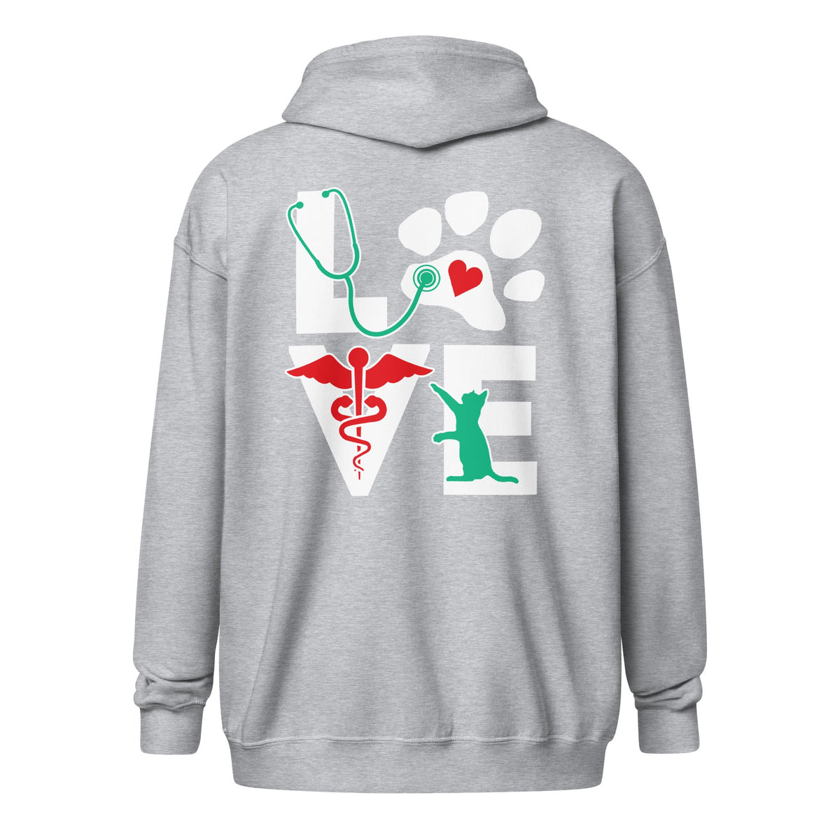 Love Cat Unisex heavy blend zip hoodie-Unisex Zip Hoodie | Gildan 18600-I love Veterinary