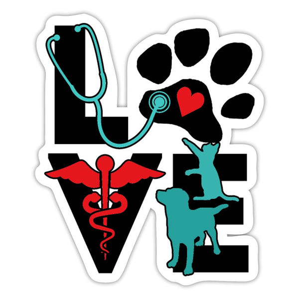 Love Dog and Cat Sticker-Sticker-I love Veterinary