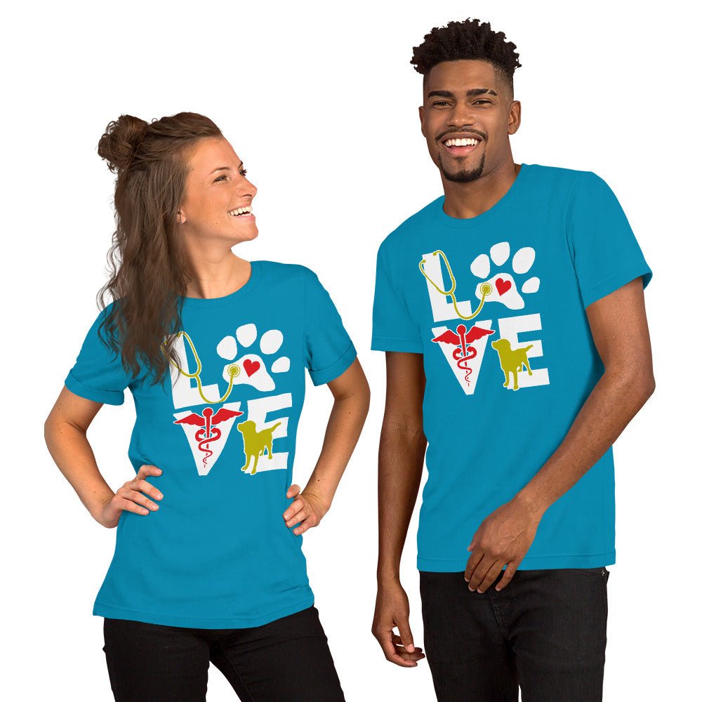 Love dog Unisex T-shirt Bella + Canvas 3001-Unisex T-Shirt | Bella + Canvas 3001-I love Veterinary