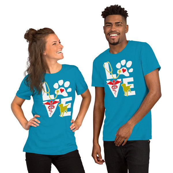 Love dog Unisex T-shirt Bella + Canvas 3001-Unisex Staple T-Shirt | Bella + Canvas 3001-I love Veterinary