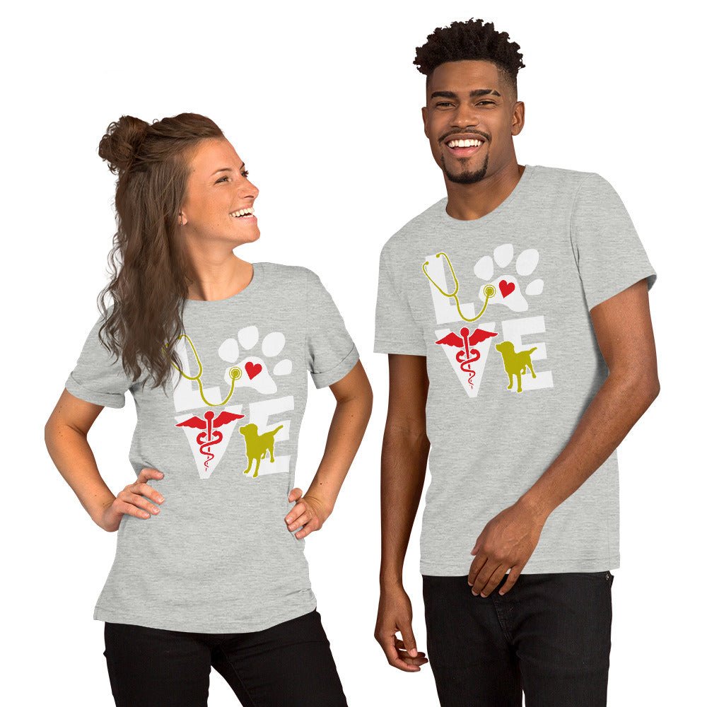Love dog Unisex T-shirt Bella + Canvas 3001-Unisex T-Shirt | Bella + Canvas 3001-I love Veterinary