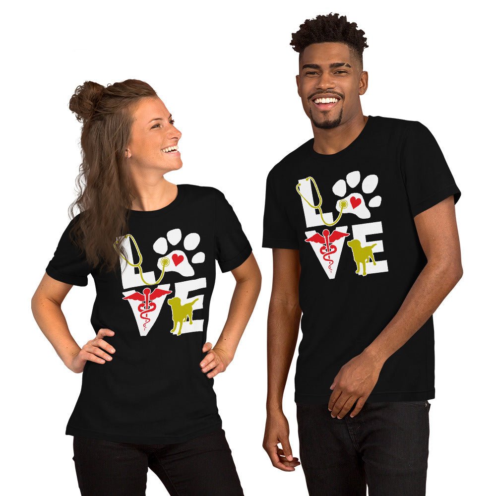 Love dog Unisex T-shirt Bella + Canvas 3001-Unisex T-Shirt | Bella + Canvas 3001-I love Veterinary