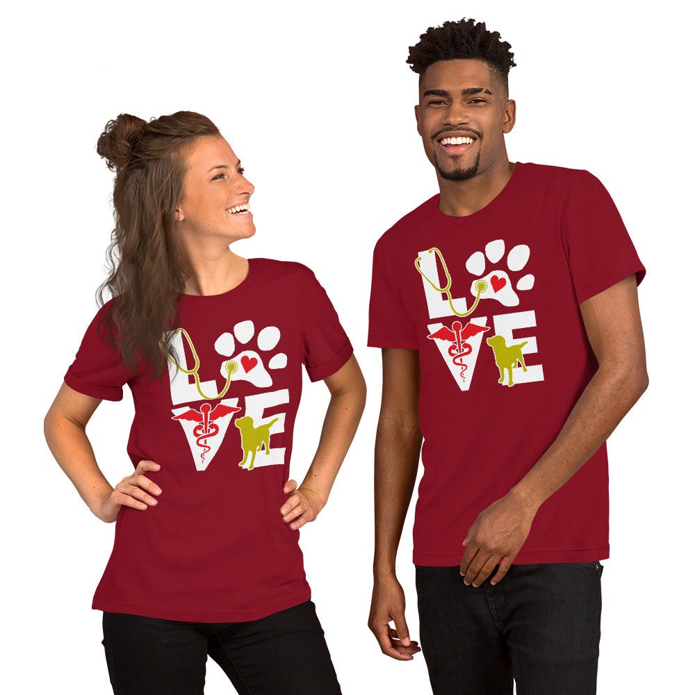 Love dog Unisex T-shirt Bella + Canvas 3001-Unisex T-Shirt | Bella + Canvas 3001-I love Veterinary