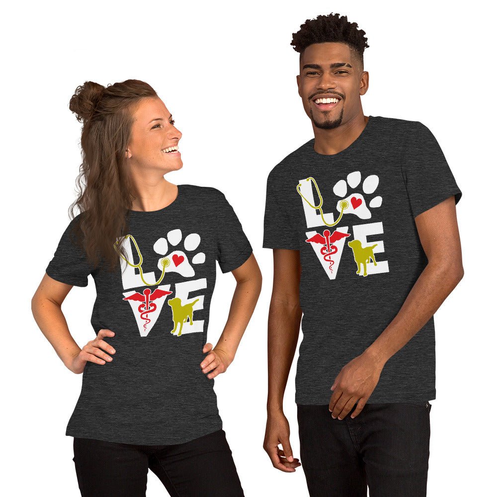 Love dog Unisex T-shirt Bella + Canvas 3001-Unisex T-Shirt | Bella + Canvas 3001-I love Veterinary