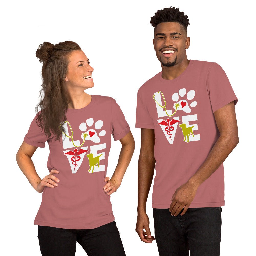 Love dog Unisex T-shirt Bella + Canvas 3001-Unisex T-Shirt | Bella + Canvas 3001-I love Veterinary