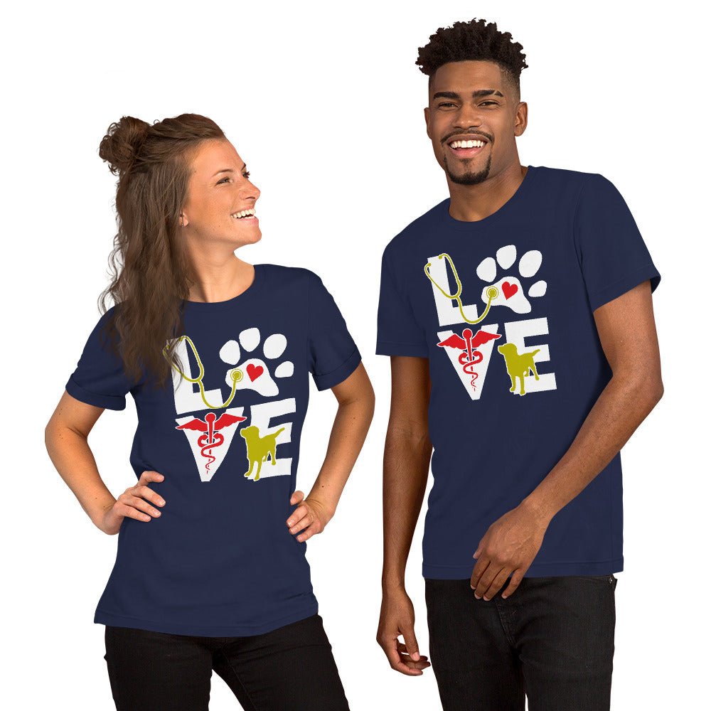 Love dog Unisex T-shirt Bella + Canvas 3001-Unisex T-Shirt | Bella + Canvas 3001-I love Veterinary