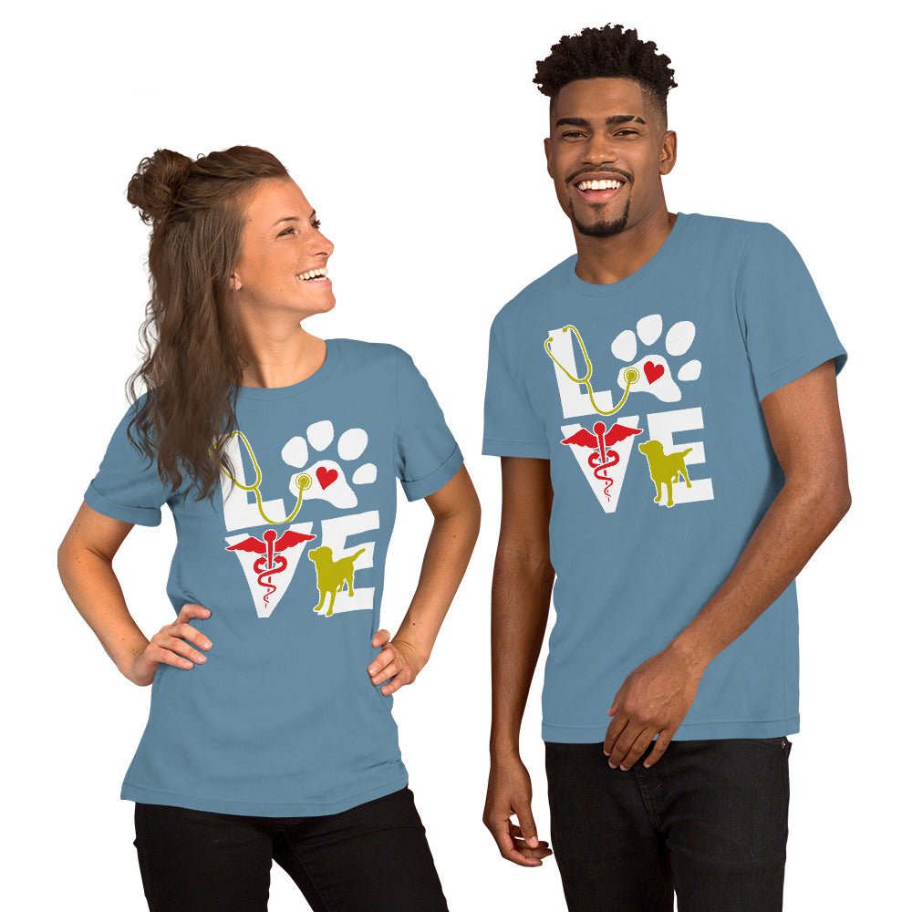 Love dog Unisex T-shirt Bella + Canvas 3001-Unisex T-Shirt | Bella + Canvas 3001-I love Veterinary