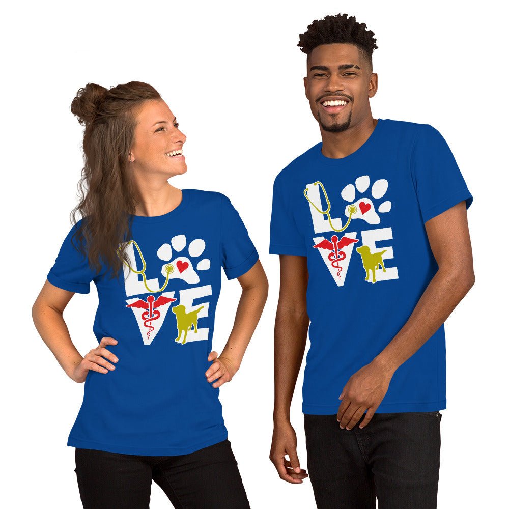 Love dog Unisex T-shirt Bella + Canvas 3001-Unisex T-Shirt | Bella + Canvas 3001-I love Veterinary