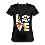 Love dog Women's V-Neck T-Shirt-Women's V-Neck T-Shirt | Fruit of the Loom L39VR-I love Veterinary