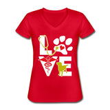 Love dog Women's V-Neck T-Shirt-Women's V-Neck T-Shirt | Fruit of the Loom L39VR-I love Veterinary