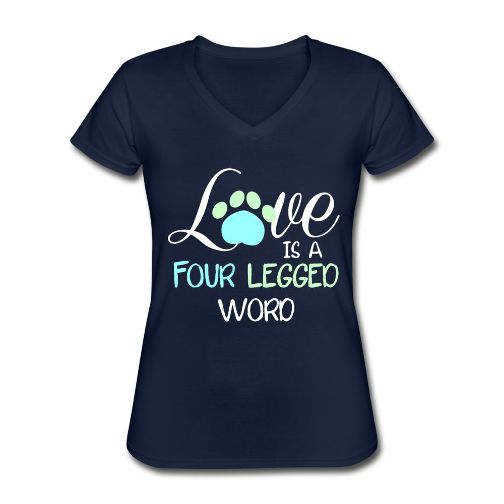 Love is four legged word Women's V-Neck T-Shirt-Women's V-Neck T-Shirt | Fruit of the Loom L39VR-I love Veterinary
