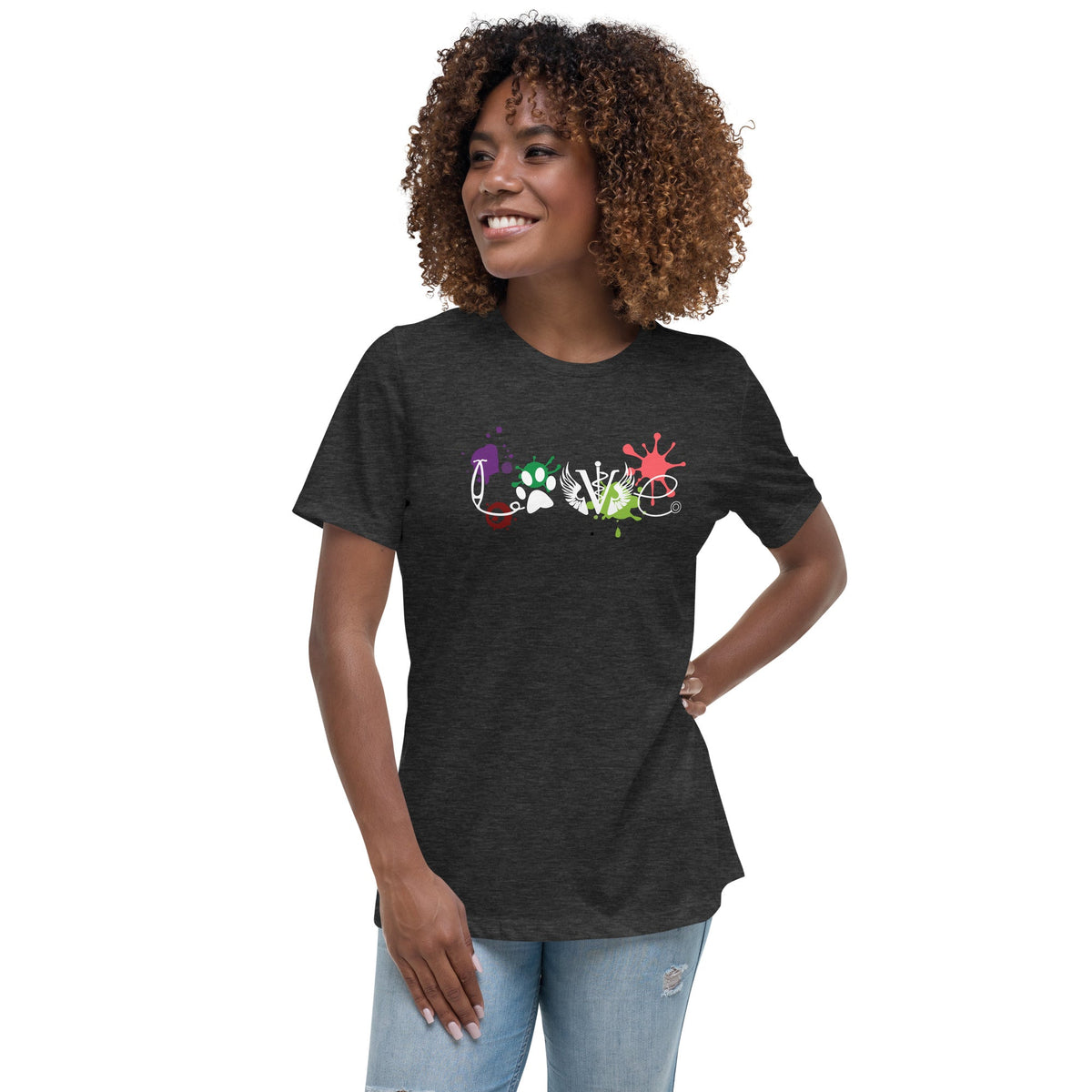 LOVE Veterinary Medicine Women's Relaxed T-shirt-Women's Relaxed T-shirt | Bella + Canvas 6400-I love Veterinary