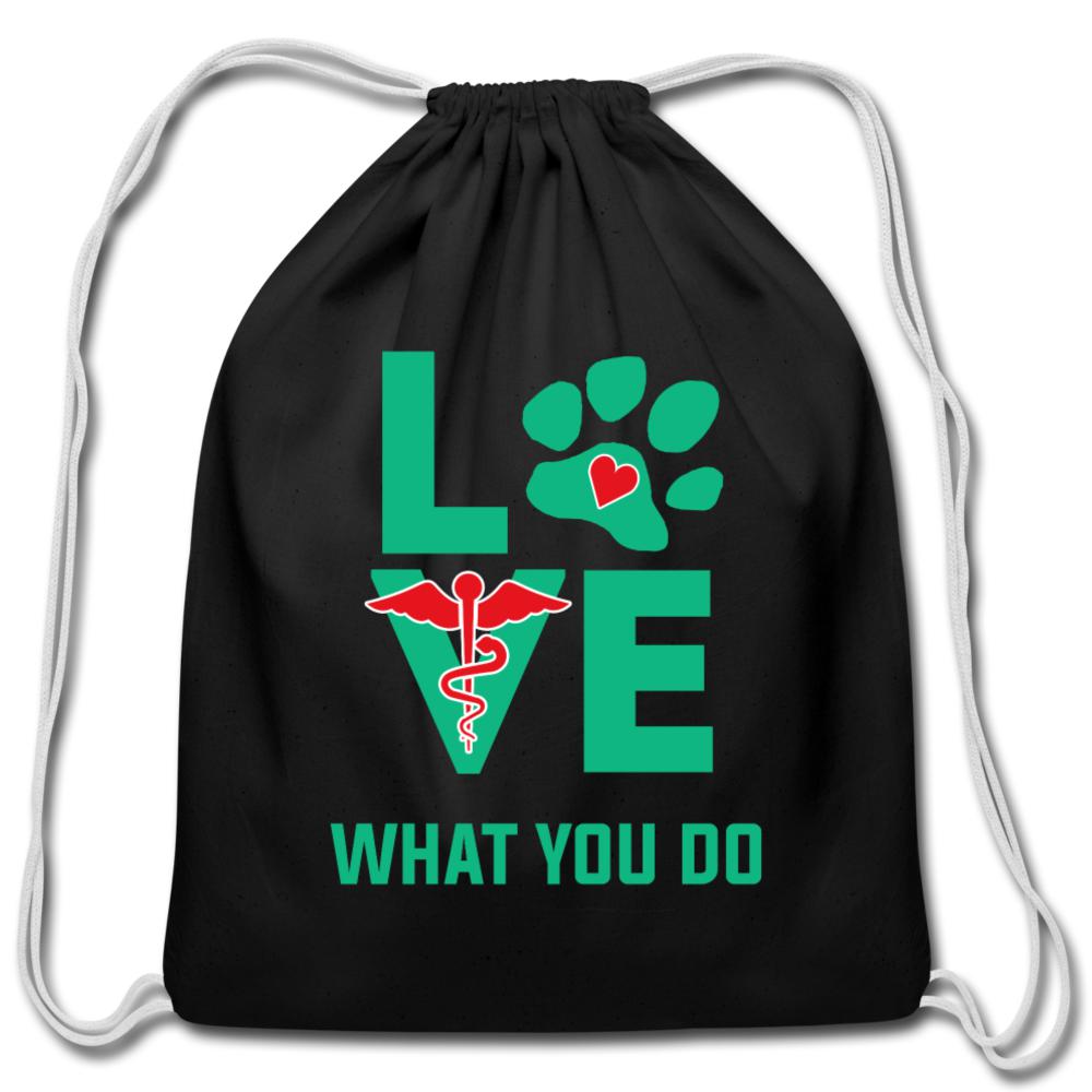 Love what you do Drawstring Bag-Cotton Drawstring Bag | Q-Tees Q4500-I love Veterinary