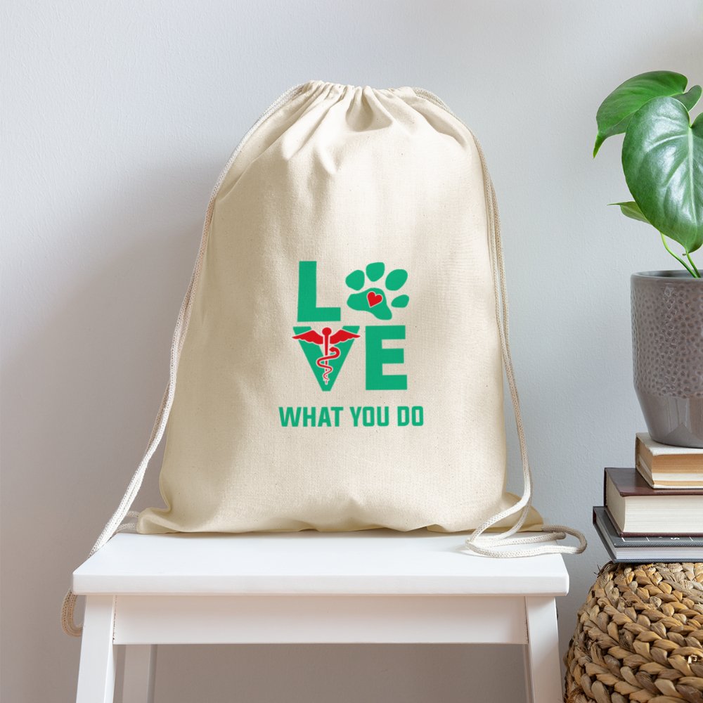 Love what you do Drawstring Bag-Cotton Drawstring Bag | Q-Tees Q4500-I love Veterinary