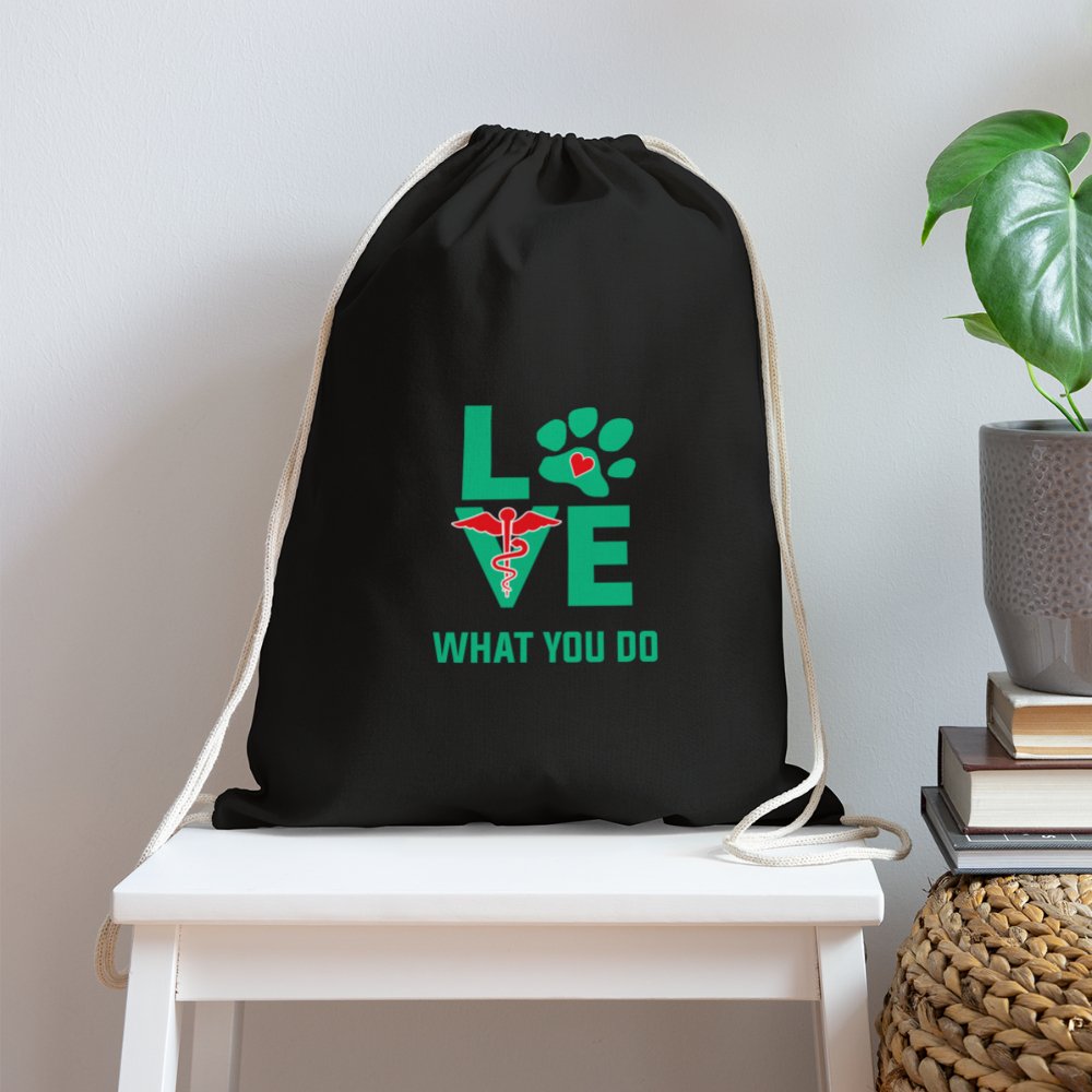 Love what you do Drawstring Bag-Cotton Drawstring Bag | Q-Tees Q4500-I love Veterinary