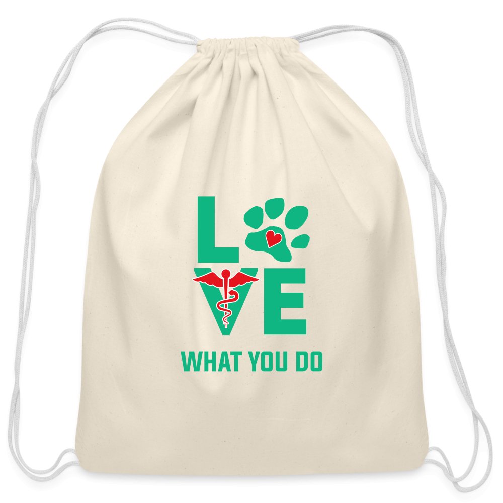 Love what you do Drawstring Bag-Cotton Drawstring Bag | Q-Tees Q4500-I love Veterinary