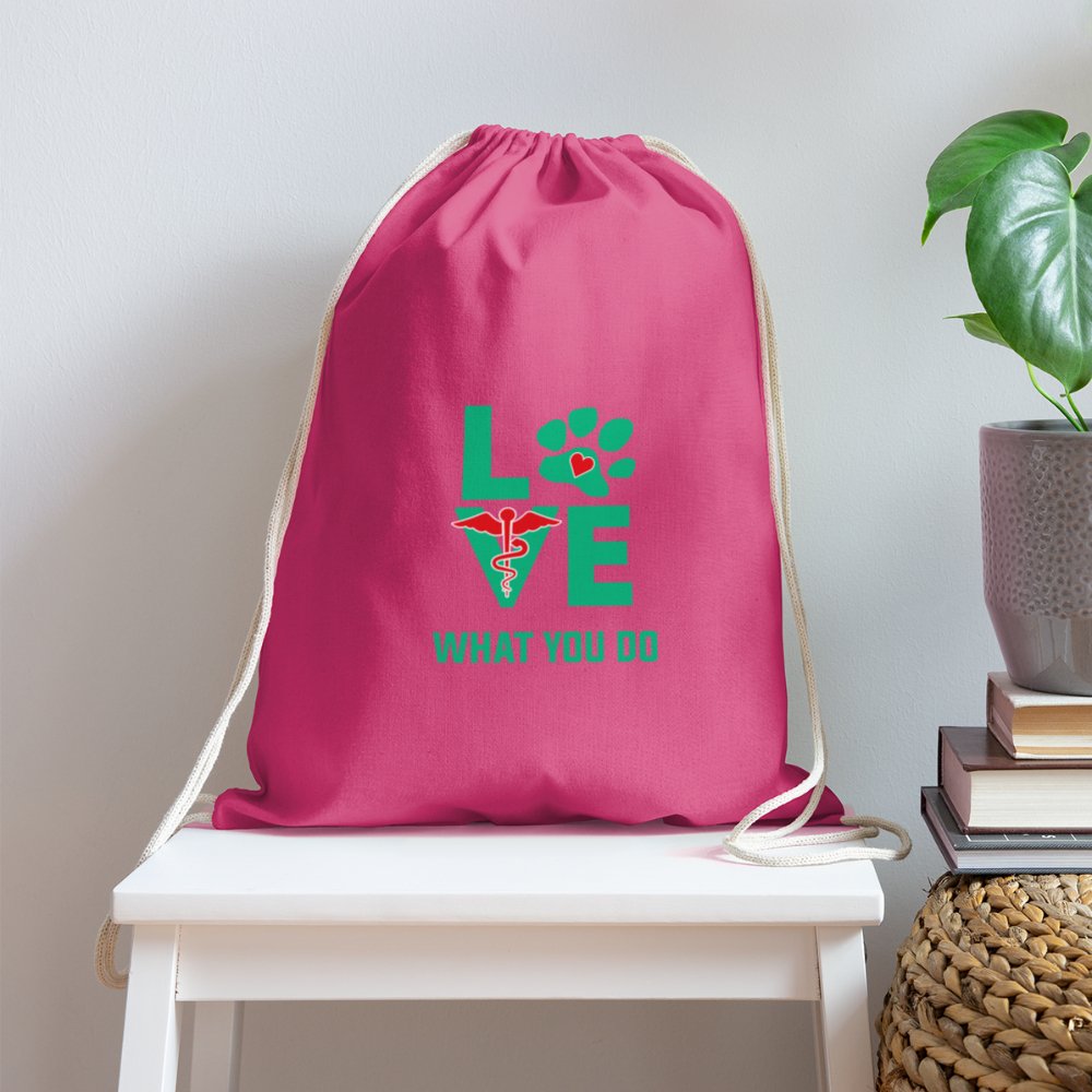 Love what you do Drawstring Bag-Cotton Drawstring Bag | Q-Tees Q4500-I love Veterinary