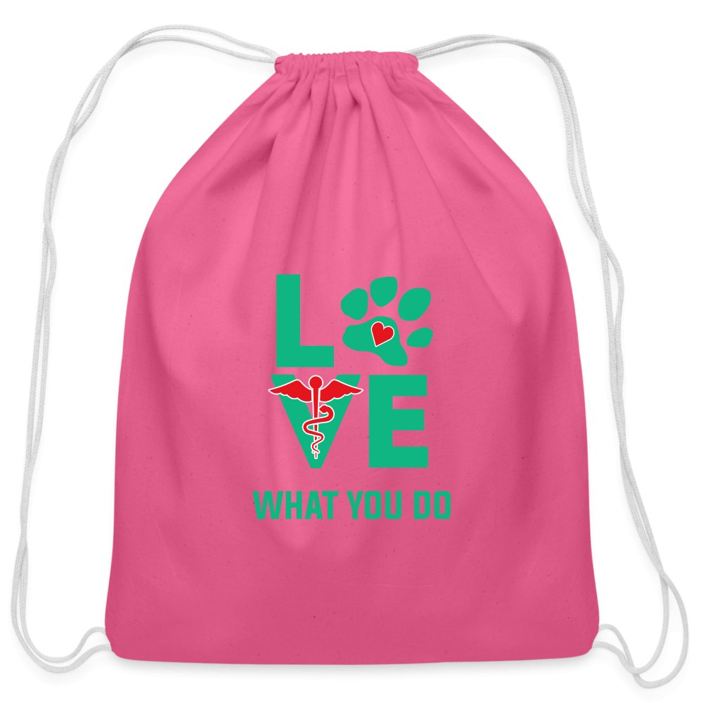 Love what you do Drawstring Bag-Cotton Drawstring Bag | Q-Tees Q4500-I love Veterinary