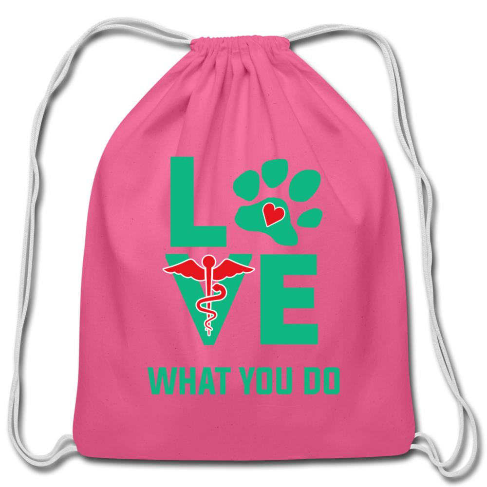 Love what you do Drawstring Bag-Cotton Drawstring Bag | Q-Tees Q4500-I love Veterinary
