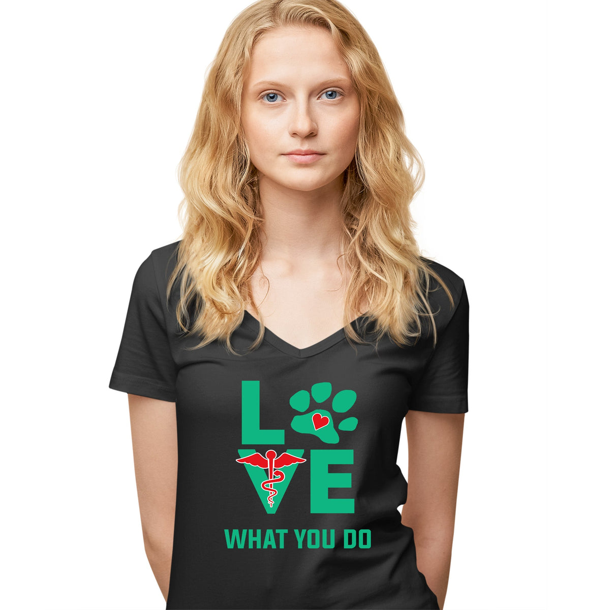 Love what you do Women's V-Neck T-Shirt-Women's V-Neck T-Shirt | Fruit of the Loom L39VR-I love Veterinary