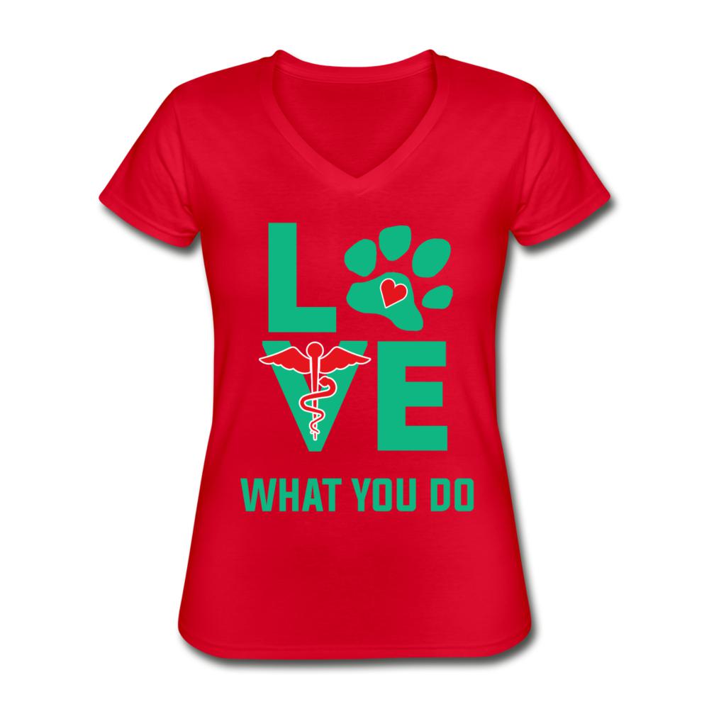Love what you do Women's V-Neck T-Shirt-Women's V-Neck T-Shirt | Fruit of the Loom L39VR-I love Veterinary