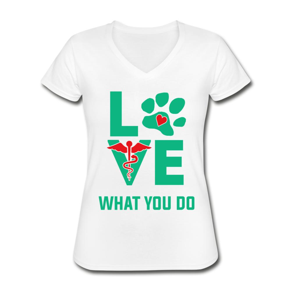 Love what you do Women's V-Neck T-Shirt-Women's V-Neck T-Shirt | Fruit of the Loom L39VR-I love Veterinary