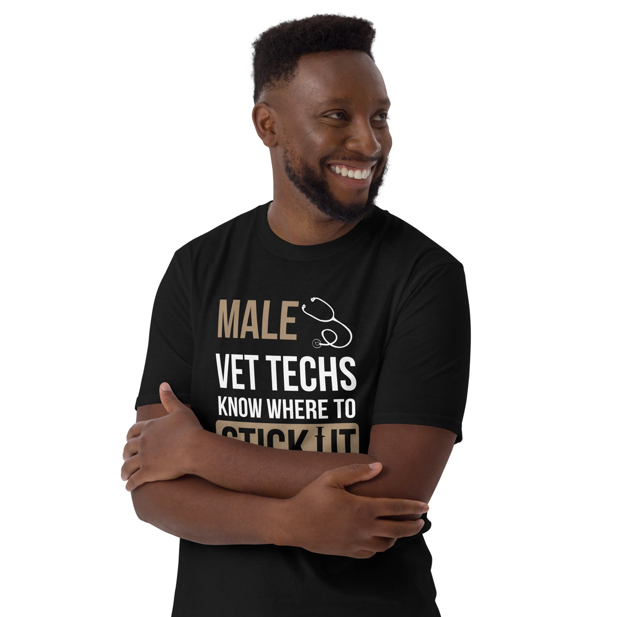 Male Vet Techs know where to stick it Unisex T-shirt-Unisex T-Shirt | Gildan 64000-I love Veterinary