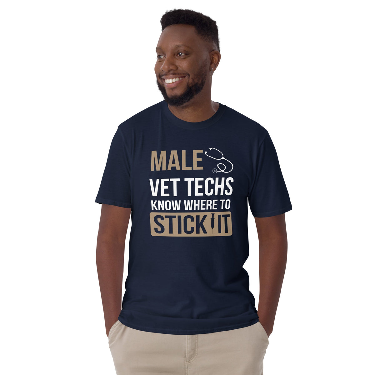 Male Vet Techs know where to stick it Unisex T-shirt-Unisex T-Shirt | Gildan 64000-I love Veterinary