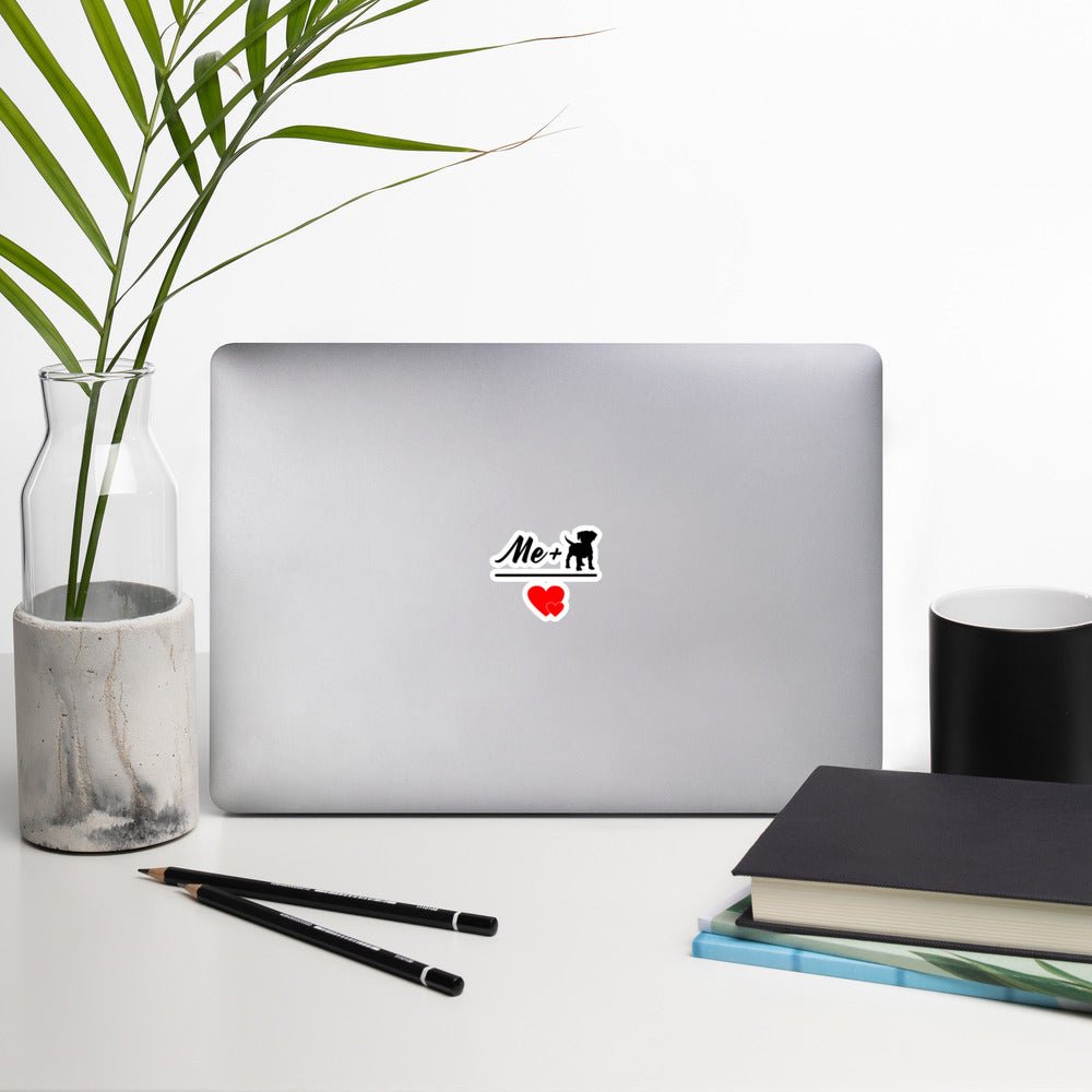 Me + Dog = Love Bubble-free stickers-Kiss-Cut Stickers-I love Veterinary