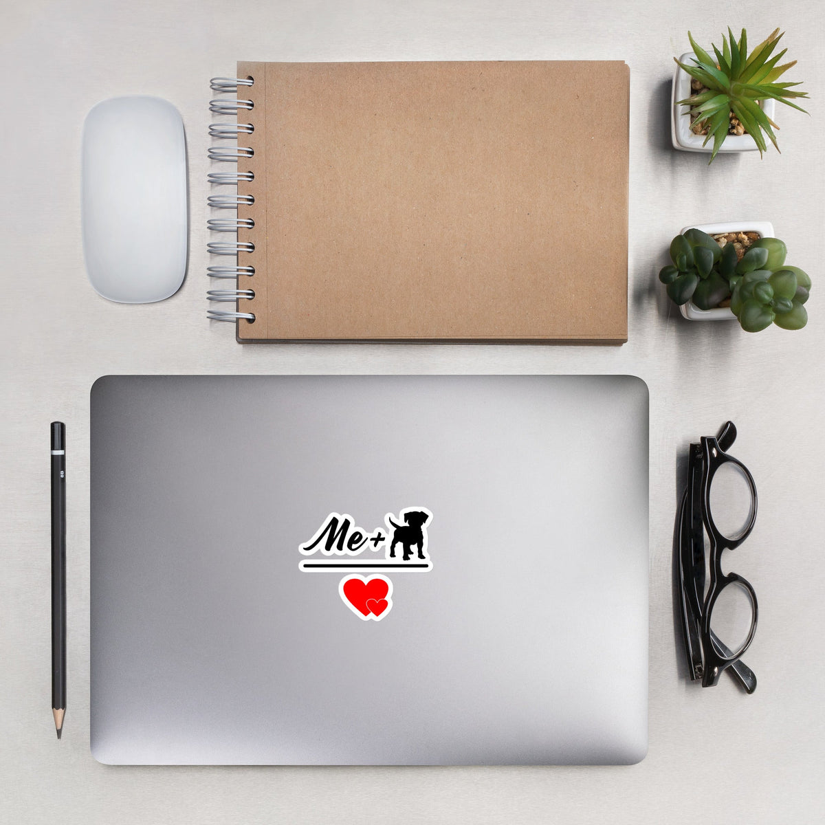 Me + Dog = Love Bubble-free stickers-Kiss-Cut Stickers-I love Veterinary