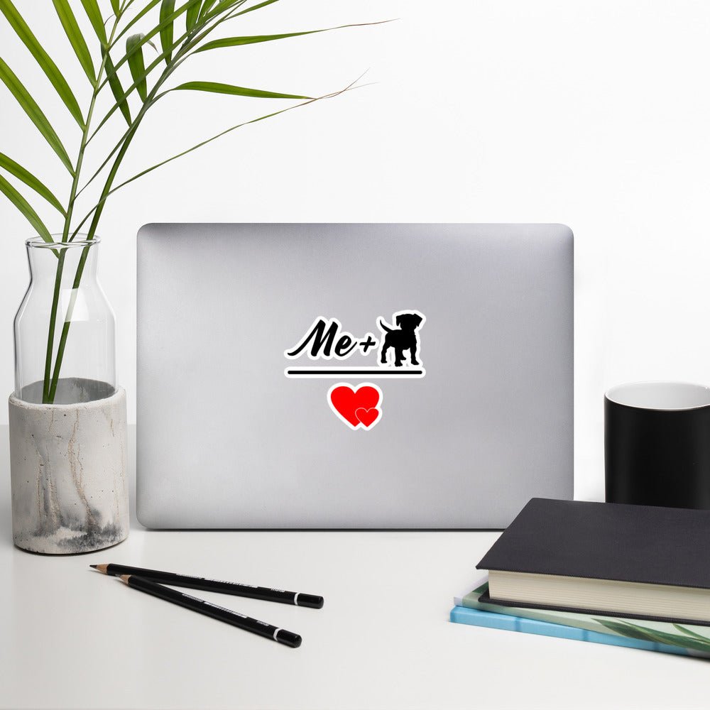 Me + Dog = Love Bubble-free stickers-Kiss-Cut Stickers-I love Veterinary