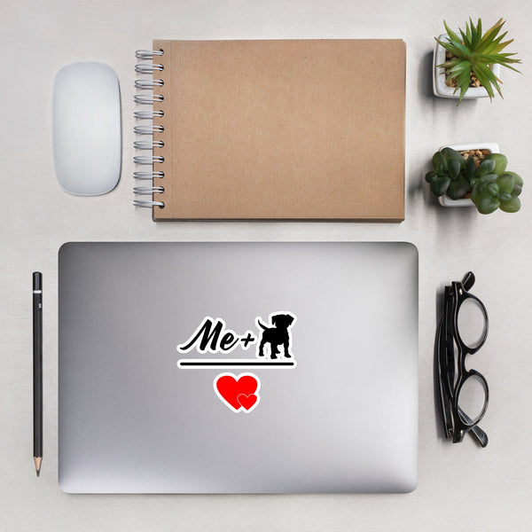 Me + Dog = Love Bubble-free stickers-Kiss-Cut Stickers-I love Veterinary