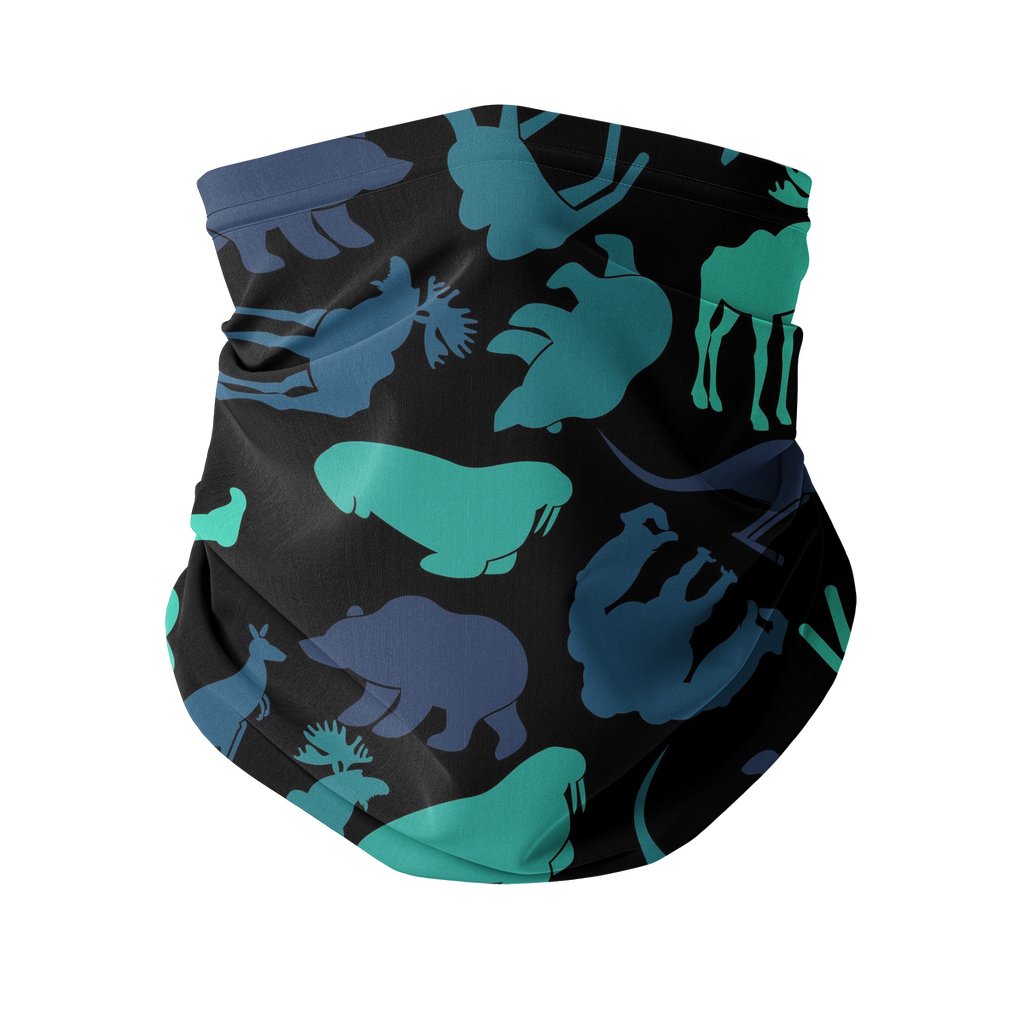 Moose, bear, kangaroo black pattern Sublimation Neck Gaiter-Sublimation Neck Gaiter-I love Veterinary